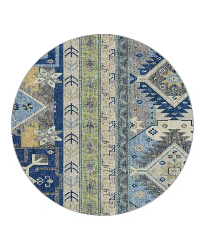 Dalyn Rug Company Dalyn Lorenzo Washable Ln3 Round Area Rug, 8' X 8' In Blue
