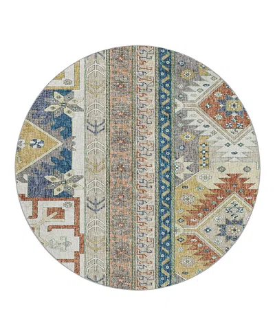 Dalyn Rug Company Dalyn Lorenzo Washable Ln3 Round Area Rug, 8' X 8' In White