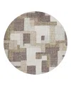 Dalyn Rug Company Dalyn Portico Washable Po3 Round Area Rug, 8' X 8' In Brown