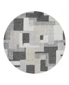Dalyn Rug Company Dalyn Portico Washable Po3 Round Area Rug, 8' X 8' In Gray