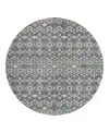Dalyn Rug Company Dalyn Portico Washable Po4 Round Area Rug, 8' X 8' In Gray