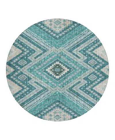 Dalyn Rug Company Dalyn Portico Washable Po5 Round Area Rug, 8' X 8' In Blue
