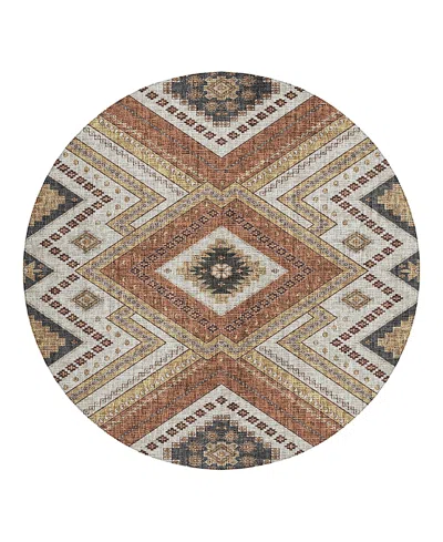 Dalyn Rug Company Dalyn Portico Washable Po5 Round Area Rug, 8' X 8' In Brown
