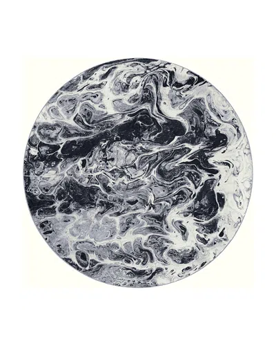 Dalyn Rug Company Rug Company Kikiamo Kk14 Round Area Rug, 8' X 8' In Marble/black