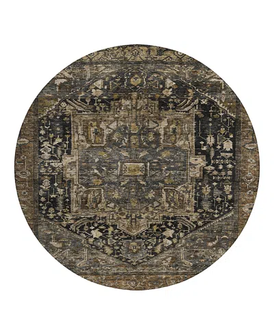 Dalyn Rug Company Solace Washable Sl14 Round Area Rug 8'0 X 8'0 In Black