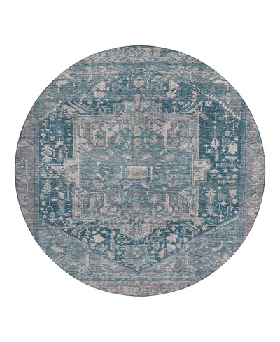 Dalyn Rug Company Solace Washable Sl14 Round Area Rug 8'0 X 8'0 In Blue