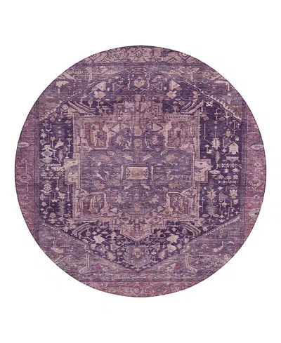 Dalyn Rug Company Solace Washable Sl14 Round Area Rug 8'0 X 8'0 In Purple