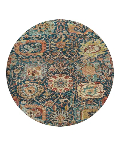 Dalyn Rug Company Tabrook Washable Tb10 Round Area Rug 8'0 X 8'0 In Blue