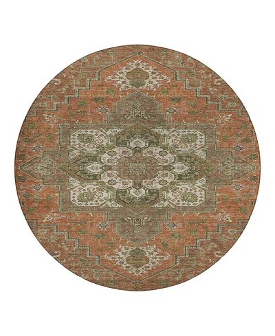 Dalyn Rug Company Tabrook Washable Tb9 Round Area Rug 8'0 X 8'0 In Orange