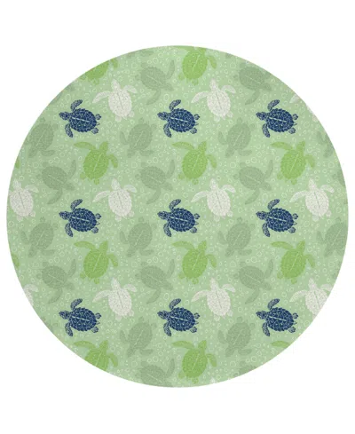 Dalyn Seabreeze Sz13 8'x8' Round Area Rug In Green,blue