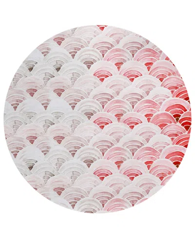 Dalyn Seabreeze Sz5 8'x8' Round Area Rug In Cranberry