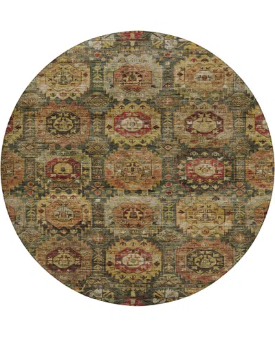 Dalyn Silk Road Washable Sr11 8'x8' Round Area Rug In Green