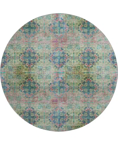 Dalyn Trevi Washable Tv16 8'x8' Round Area Rug In Green