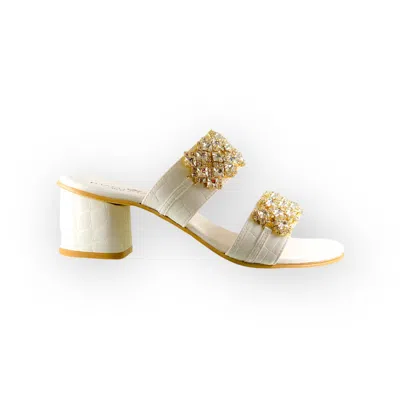 Damapreziosa Women's Eleonora White Heel Mules In Gold