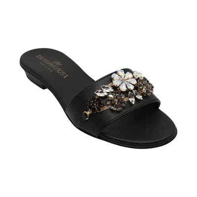 Damapreziosa Women's Flora Flat Vegan Black Sandals