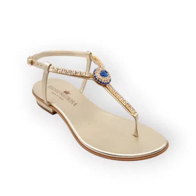 Damapreziosa Women's Gold / Blue Grace Flat Sandal Sapphire In Gold/blue