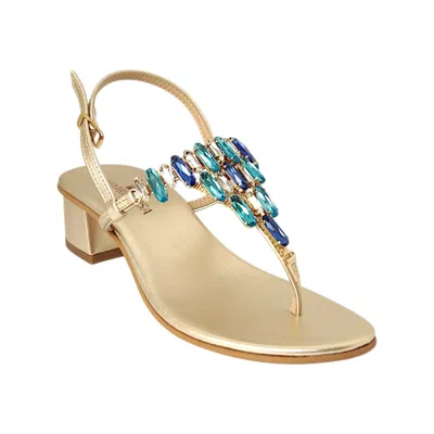 Damapreziosa Women's Gold / Blue / White Gabrielle Sapphire Jewel Sandal In Gold/blue/white