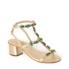 Damapreziosa Women's Green / Gold Irina Sandal With Emerald Green Crystal Drops In Gold/green