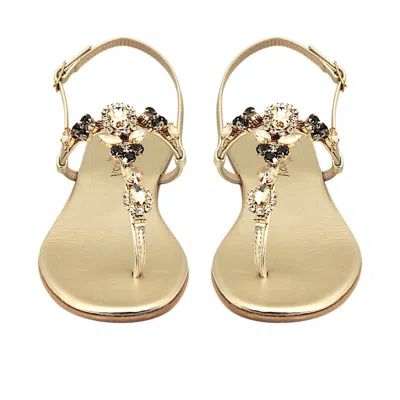 Damapreziosa Women's Gold / Neutrals Sofia Platinum Jewel Sandal