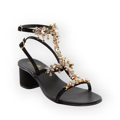 Damapreziosa Women's Matilde Black Jewel Sandal With Crystals
