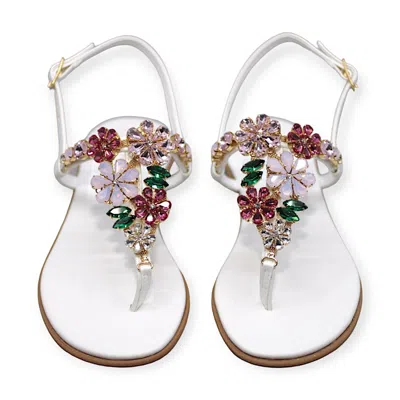 Damapreziosa Women's Pink / White Gilda Bouquet Jewel Sandal In Multi