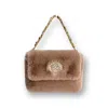 Damapreziosa Women's Rose Gold Victoria Vegan Jeweled Handbag Nude Pink Faux Fur In Gold