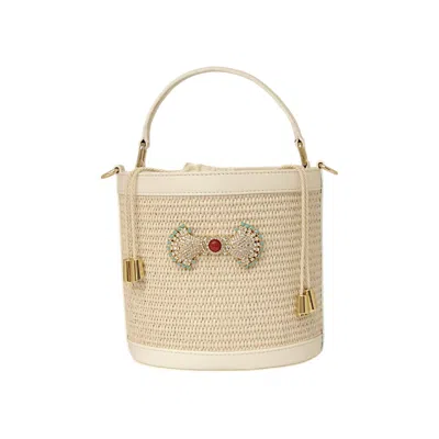 Damapreziosa Women's White Aurelia Venere Buket Bag In Rafia & Ohoskin®