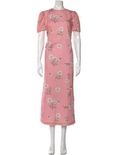 Pre-owned Damaris Bailey Floral Print Long Dress In Pink