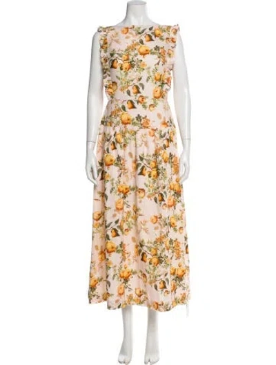 Pre-owned Damaris Bailey Floral Print Long Dress W/ Tags In Multi