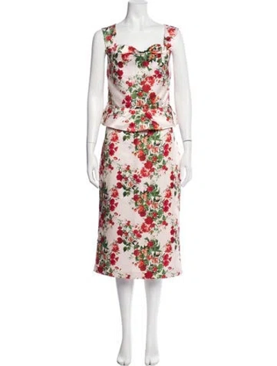 Pre-owned Damaris Bailey Floral Print Skirt Suit In Multi