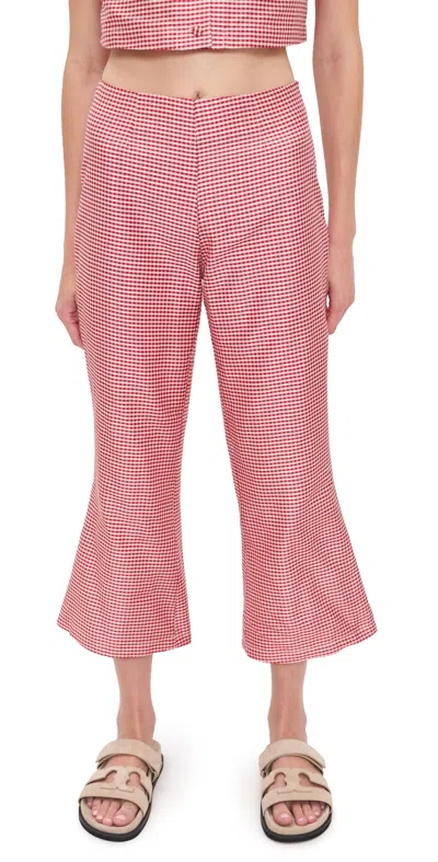 Damaris Bailey Phoebe Silk Pants Red Gingham In Pink