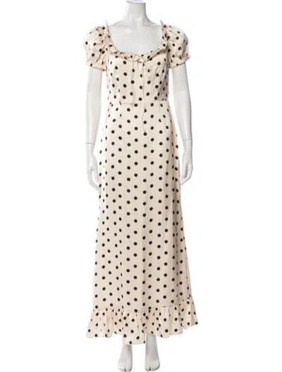 Pre-owned Damaris Bailey Polka Dot Print Long Dress W/ Tags In Neutral