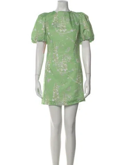 Pre-owned Damaris Bailey Printed Mini Dress W/ Tags In Green