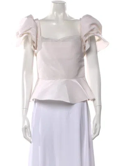 Pre-owned Damaris Bailey Silk Square Neckline Top In Neutral