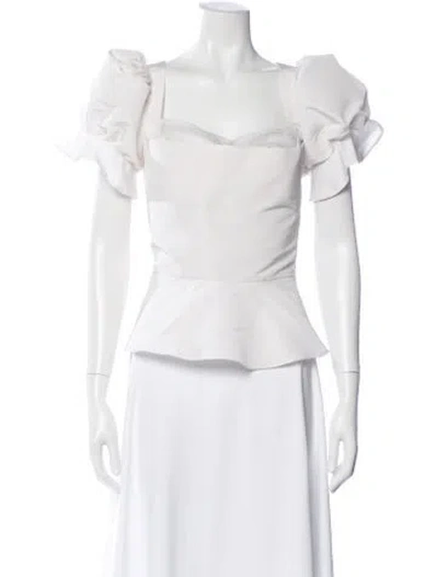 Pre-owned Damaris Bailey Silk Square Neckline Top In White