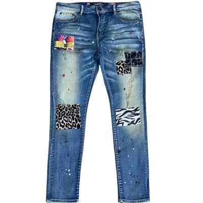 Damati Men's Paint Splatter Milan Denim Jean In Medium Blue