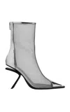 Damaya Synth Mesh Ankle Boots In Silver