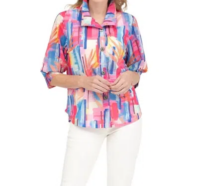 Damee Puff Sleeve Shirt Jacket In Pink