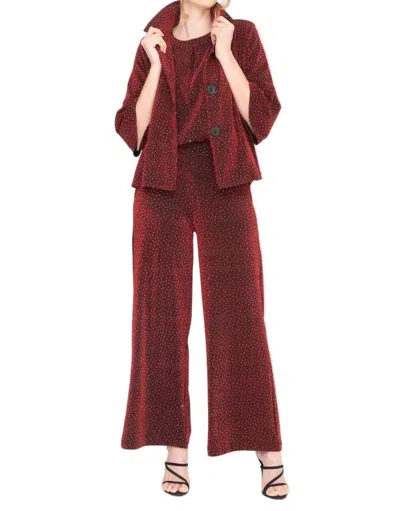 Damee Wide Leg Rhinestone Pant In Red