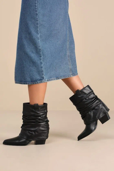 D'amelio Footwear Savella Black Sheep Nappa Leather Slouchy Western Booties