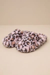 D'amelio Footwear Socozee Mauve Multi Leopard Faux Fur Flatform Slippers In Mauve