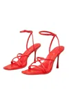 D'amelio Footwear Dalilah Coral Red Ankle Strap High Heel Sandals In Red