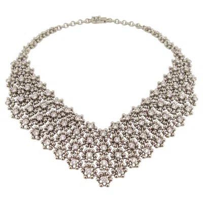 Pre-owned Damiani 10 Carat Diamond 18k White Gold Mesh Necklace