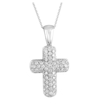Pre-owned Damiani 1.30 Carats Diamond Pave Gold Cross Pendant Necklace In Multi