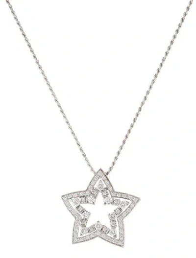 Pre-owned Damiani 18k 1.00ctw Diamond Star Pendant Necklace, 20" In Multi