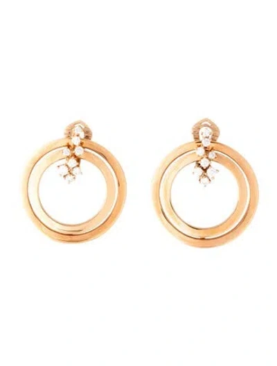 Pre-owned Damiani 18k Diamond Hoop Drop Earclips In Multi