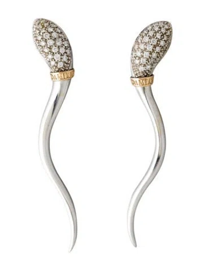 Pre-owned Damiani 18k Diamond Infinito Drop Earrings In Multi