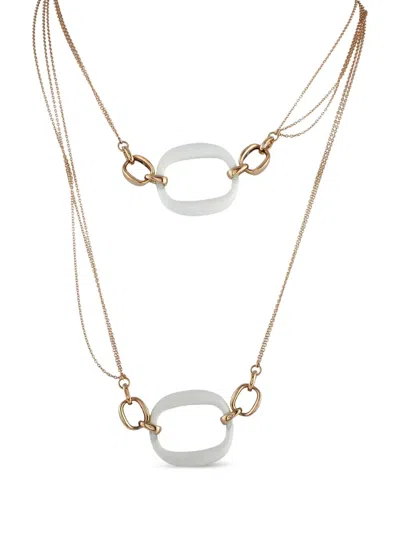 Pre-owned Damiani 18k Rose Gold Agate Necklace In Pink