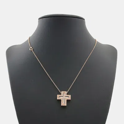 Pre-owned Damiani 18k Rose Gold Diamond Belle Époque Necklace (small) In Multicolor