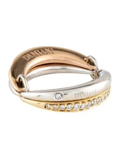 Pre-owned Damiani 18k Tri-color Diamond Gaia Ring In Multicolor